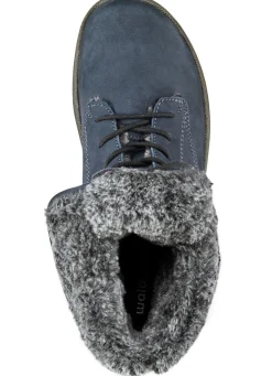 Waldläufer Schnür-Stiefelette mit kuscheligem Webpelzkragen