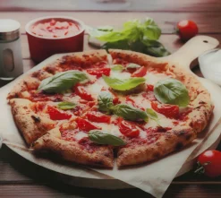 Wandblende aus Glas mit Pizza-Motiv