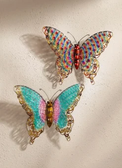 Wanddeko Schmetterling aus Metall, 2er Set