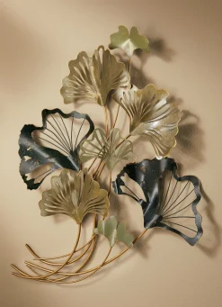 Wanddekoration Ginkgoblätter aus Metall
