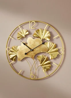 Wanduhr mit Ginkgo-Blätterdesign