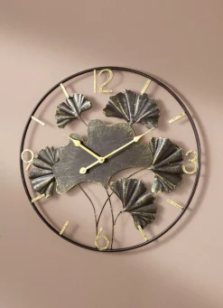 Wanduhr mit Ginkgo-Blätterdesign