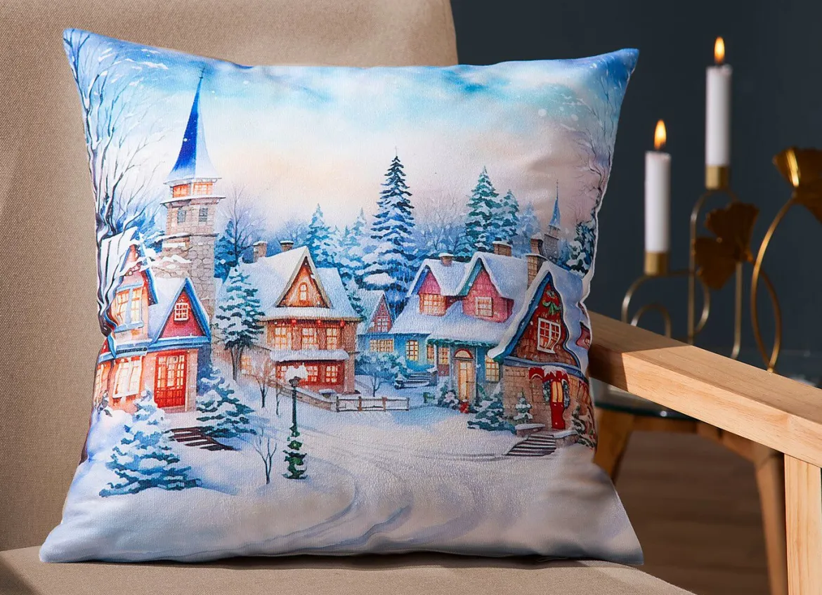 Weihnachtlicher Kissenbezug in Samtoptik