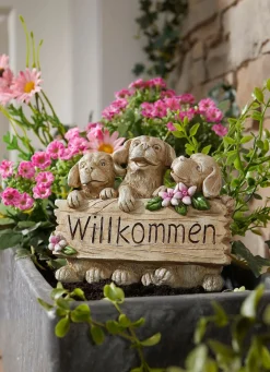 Willkommen mit Hunde,- oder Katzen aus Polyresin