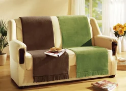 Wohndecke und Sesselschoner mit Fransenabschluss