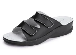 Zweierpack klassische Damen-Pantoletten, Weite H, mit Klettverschluss