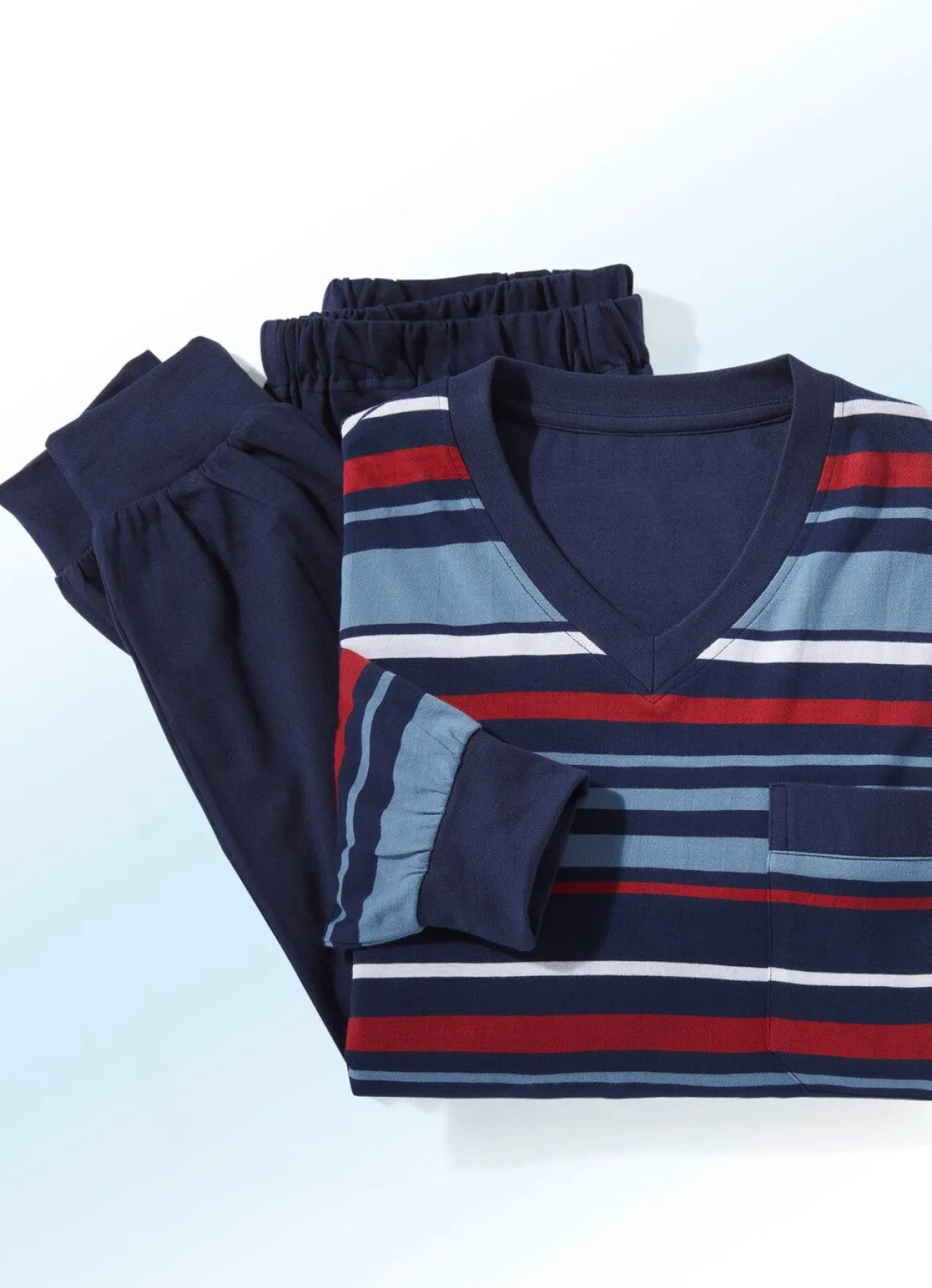 Zweierpack Schlafanzüge mit V-Ausschnitt und Bündchenabschlüssen